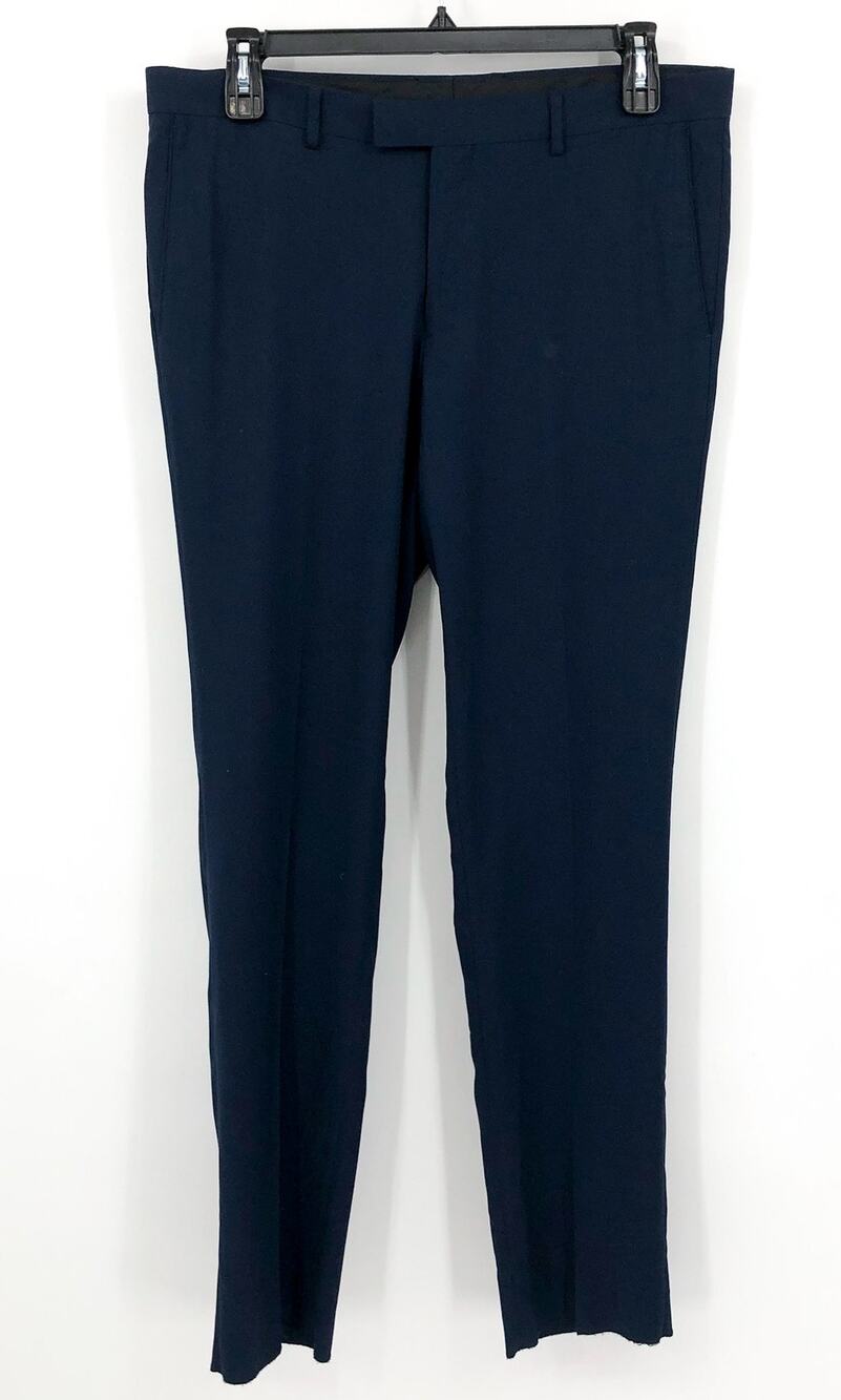 SOUL OF LONDON Men's Slim Fit Dress Pants 37R Navy Blue Flat Front NWOT